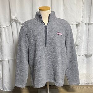 Vineyard Vines Gray Fleece Zip-Up Sweater